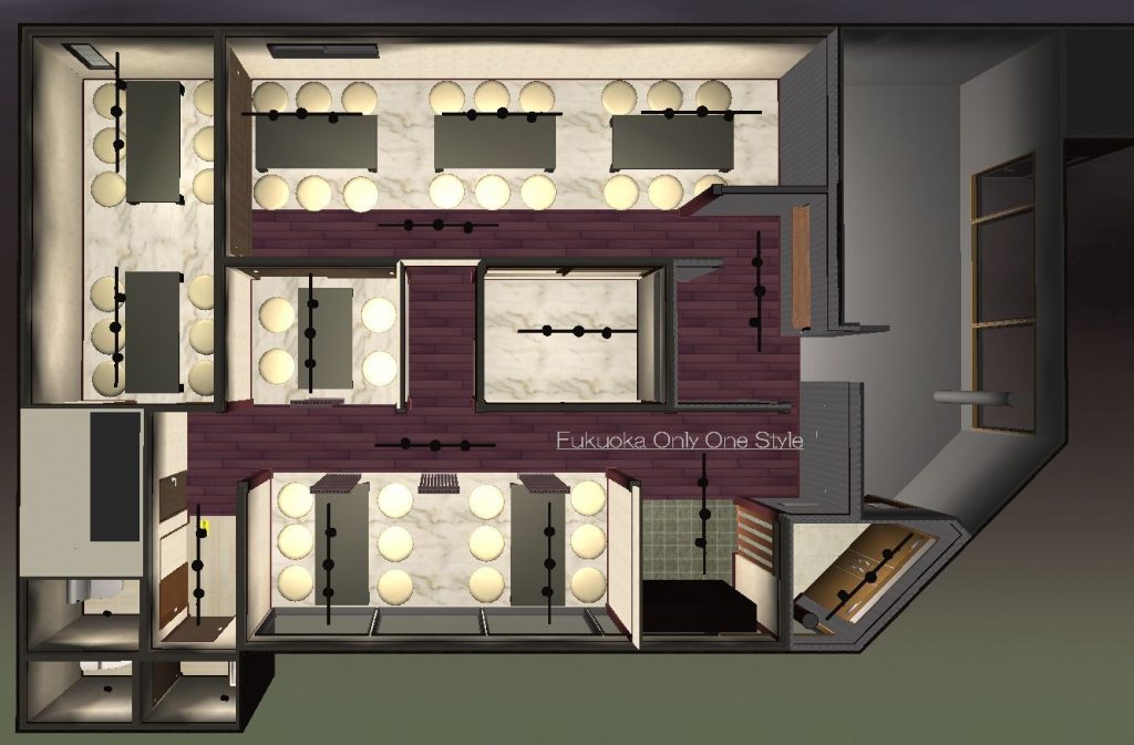 焼肉店舗全面リフォーム3D間取り図©八重洲技建