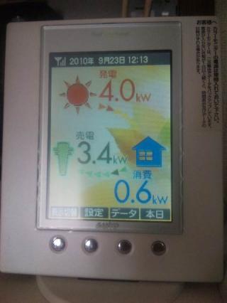 ９月２５日(土)　家庭用太陽光パネル　発電量お喜びのメール　北九州市若松区